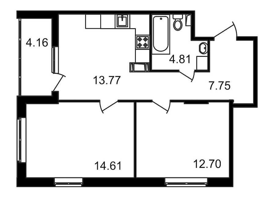 Двухкомнатная квартира в : площадь 57.8 м2 , этаж: 10 – купить в Санкт-Петербурге